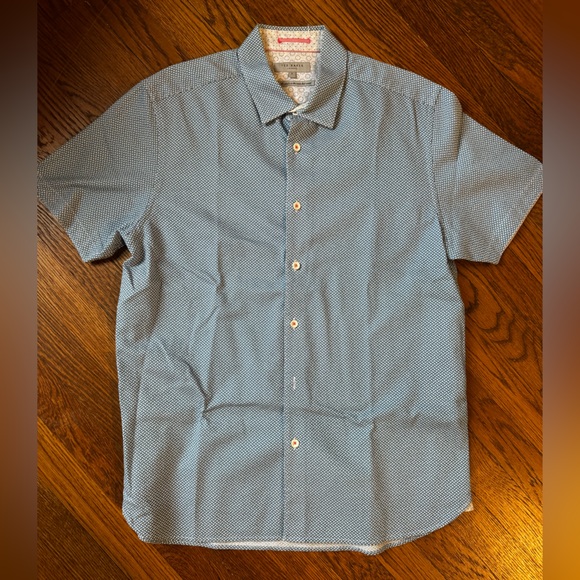 Ted Baker Other - Ted Baker Light Blue Short-Sleeve Button-Down with Microprint